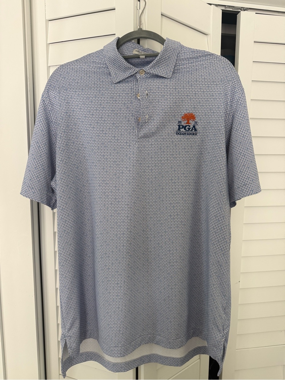 PGA 2021 Peter Millar, Ocean Course Men's Polo Shirt — Light Blue Printed